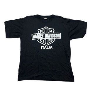 Harley Davidson Italia Tee Y2K Black Size Large Biker